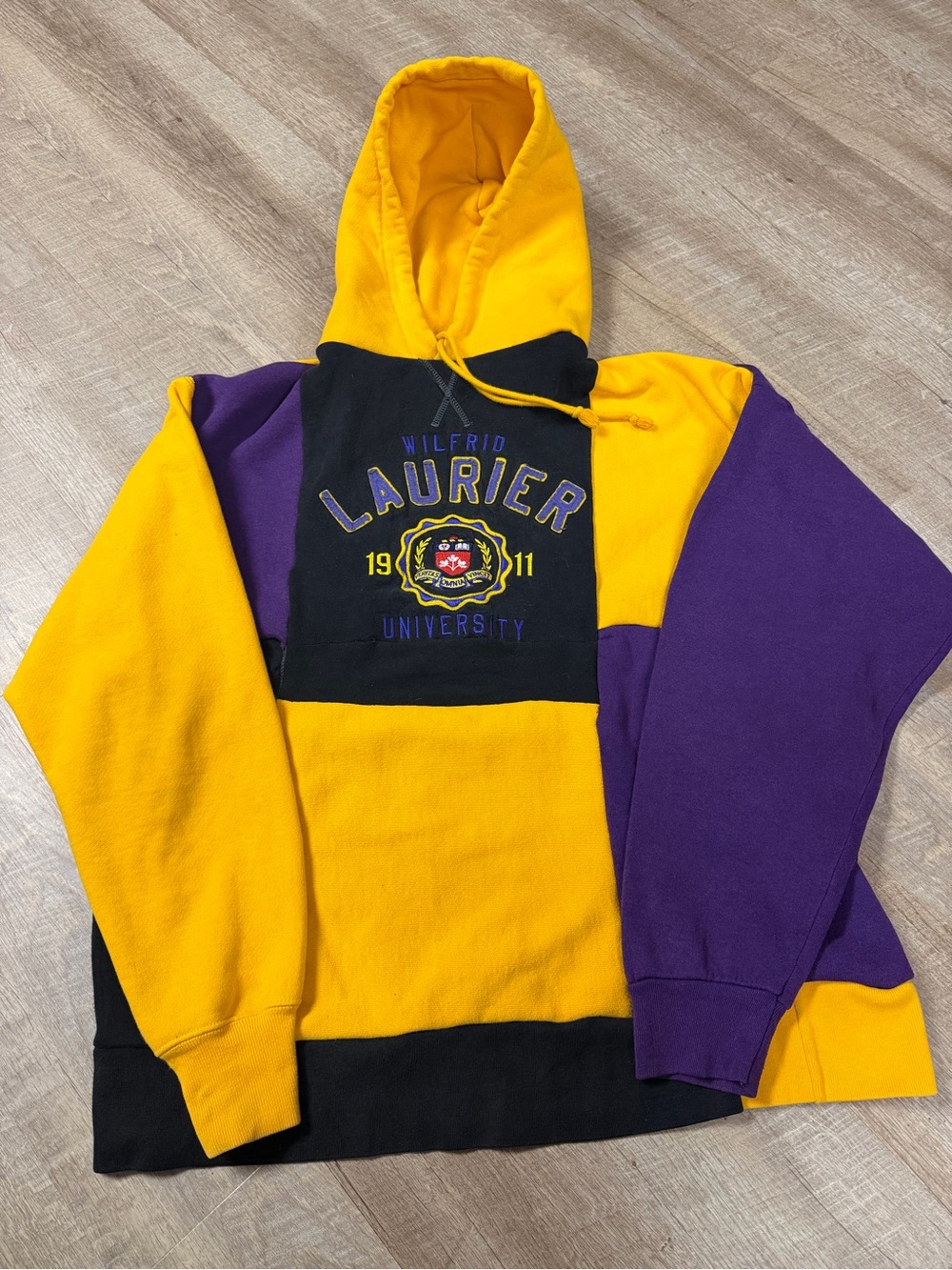 Handmade Patchwork Wilfred Laurier University Hoodie